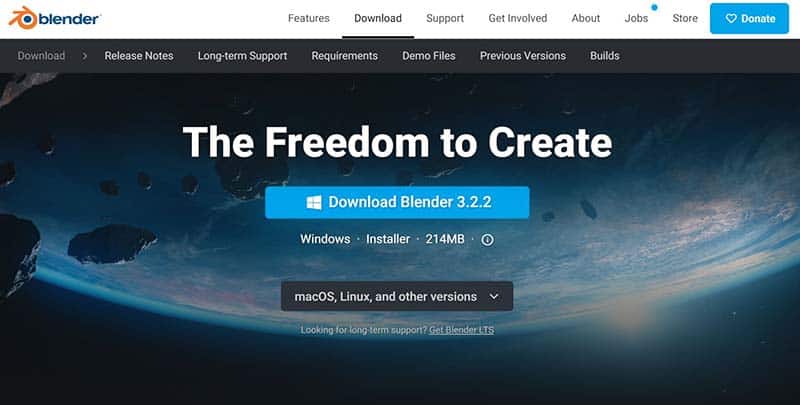 The Blender.org download page is the official download page for Blender 3D.