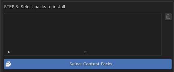 Step 3 of installing the Human Generator addon is to select content packs to install. 
