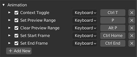 The animation keymap preferences can be changed along with many other keymap types in the user preferences. 