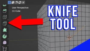 The knife tool is used to model a cube in Blender.