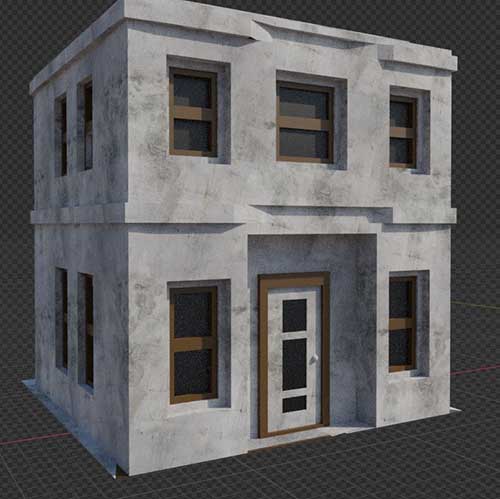 A low poly building created in Blender with no damage. 