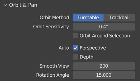 Blender's orbit and pan navigation is controlled with these preferences. 