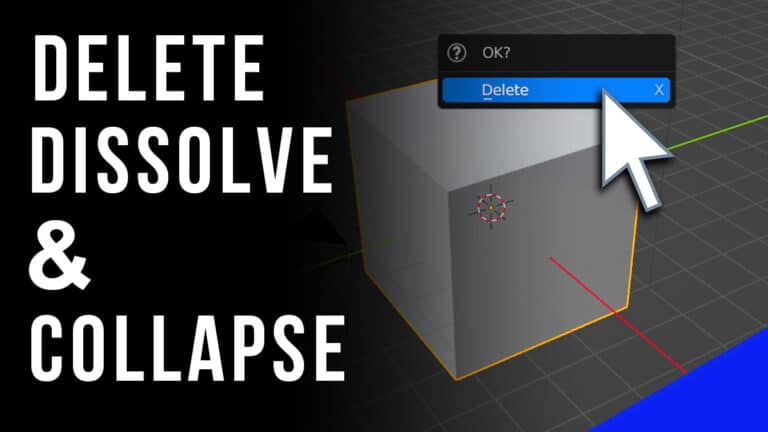 The confirm delete menu is displayed to delete the default cube in Blender.