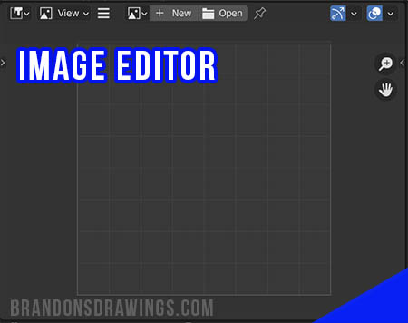 The Blender image editor with no image loaded. 