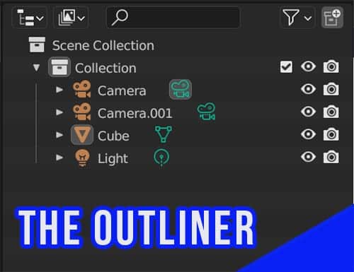 The Blender Outliner in the layout workspace.