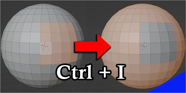 The invert selection tool in Blender is demonstrated on a sphere. 