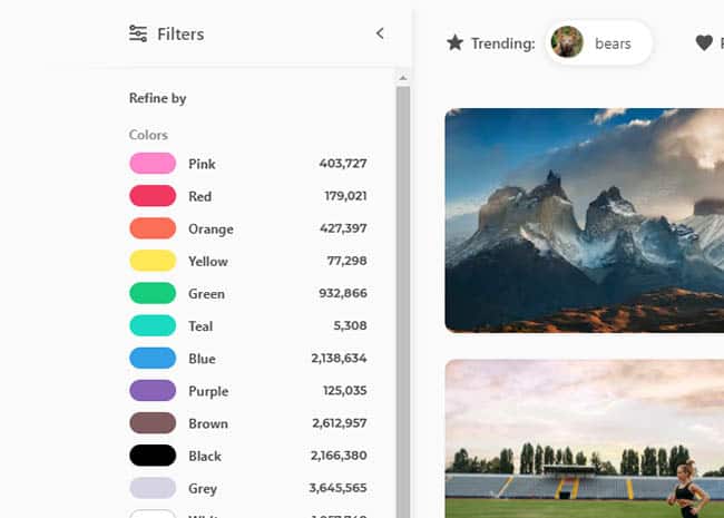 The image filter shows colors in Envato Elements.