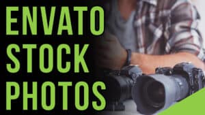 A man and several cameras with the words "Envato Stock Photos"