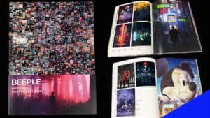 Several colorful pages from Beeple's book displaying his Everyday collection.