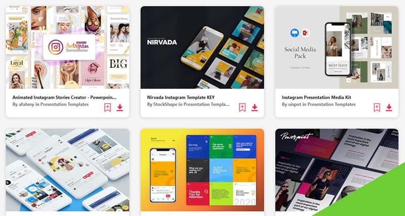 Colorful Instagram templates displayed on Envato Elements