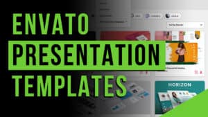 Words placed over envato elements presentation template designs.