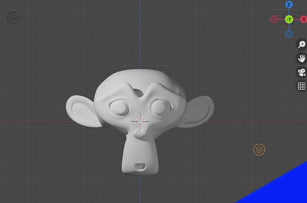 A fill lamp and key lamp added to a Suzanne monkey in Blender.