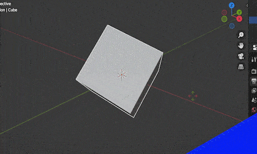 A default cube in Blender is freely rotated.