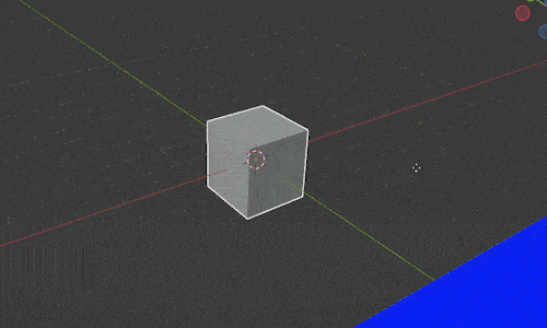 A cube is moved while restricted to the X and Y axis in Blender.