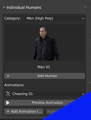 The individual human settings displays a 3D human character.