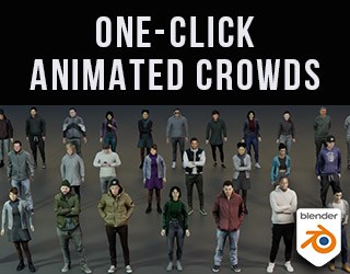 A crowd of 3d people models.