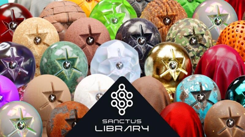 Spheres containing procedural 3D materials from the Sanctus Library.