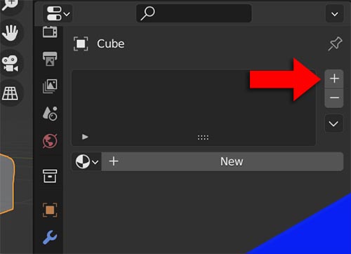 the add material slot button is highlighted in Blender 3d