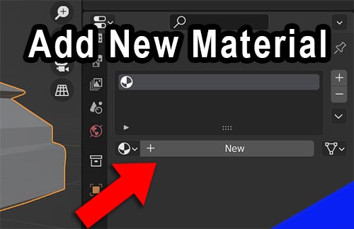 The add new material button is highlighted in the material properties panel.