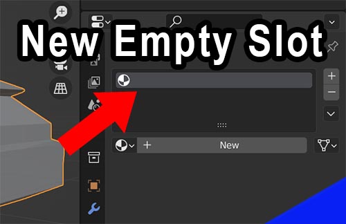 A new empty material slot in the material properties panel.