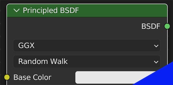 The first settings on the Principled BSDF shader are shown including a white base color. 