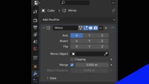 The Blender Mirror Modifier in the Blender shader editor.