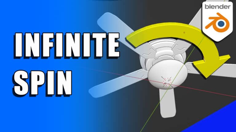 A 3D model of a ceiling fan is spinning in the Blender 3D viewport.