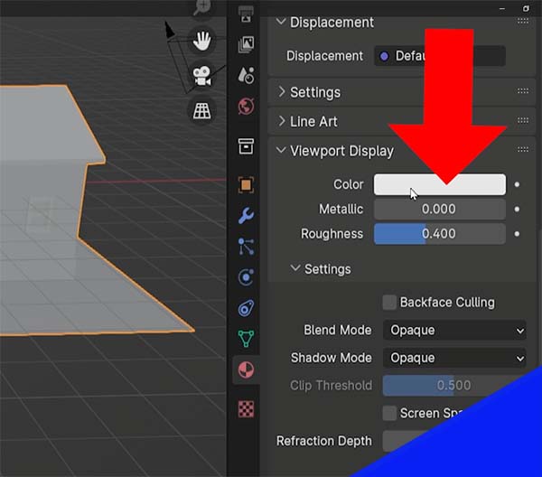 Material preview color settings in the Blender properties panel. 