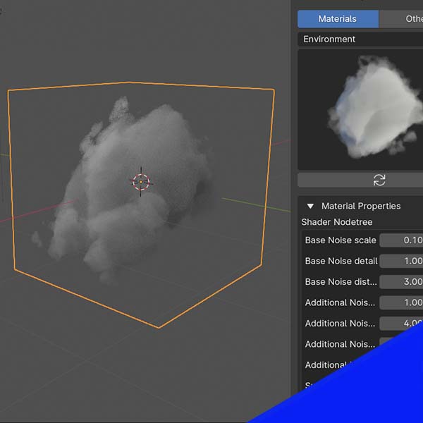 A cube displays as a cloud in Blender.