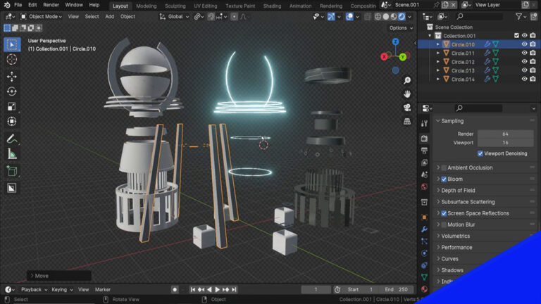 A 3D object separated by material in the Blender 3D viewport.